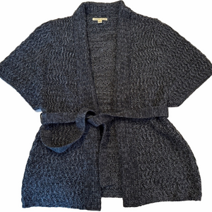 Carolyn Taylor Navy marled drop shoulder belted sweater cardigan